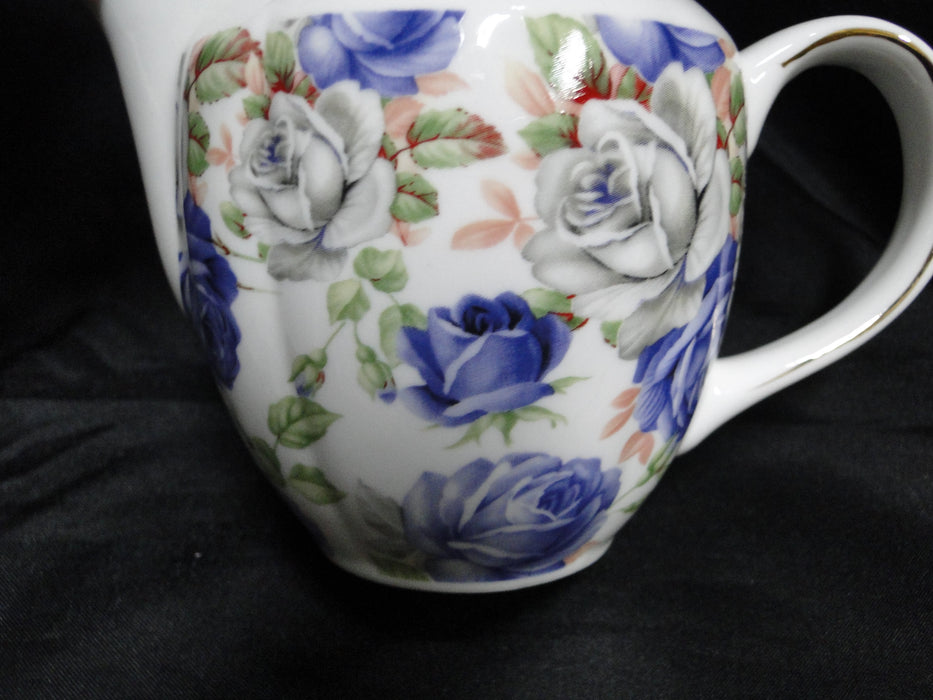Grace's Teaware Purple & Gray Roses on White: Creamer, 3 1/2" Tall