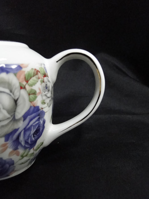 Grace's Teaware Purple & Gray Roses on White: Creamer, 3 1/2" Tall