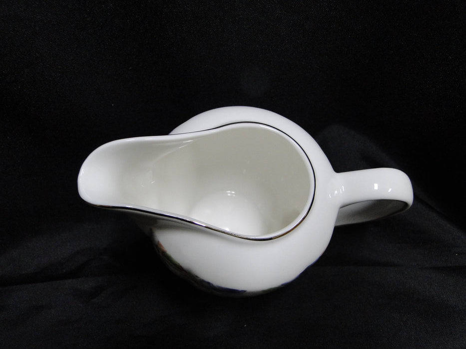 Grace's Teaware Purple & Gray Roses on White: Creamer, 3 1/2" Tall
