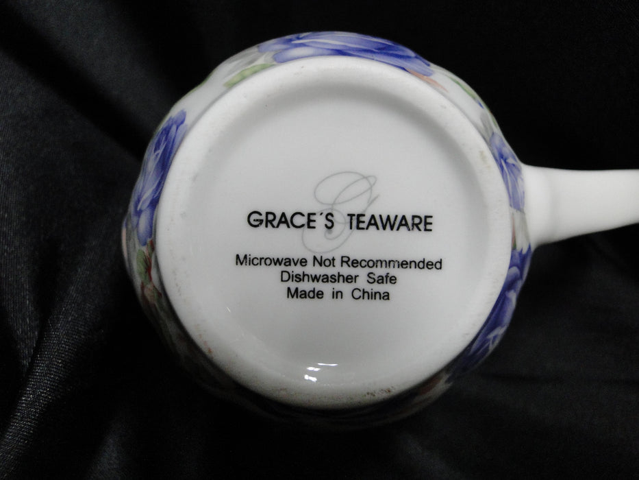 Grace's Teaware Purple & Gray Roses on White: Creamer, 3 1/2" Tall