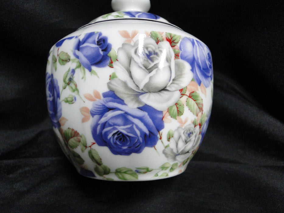 Grace's Teaware Purple & Gray Roses on White: Sugar Bowl & Lid, 4" Tall