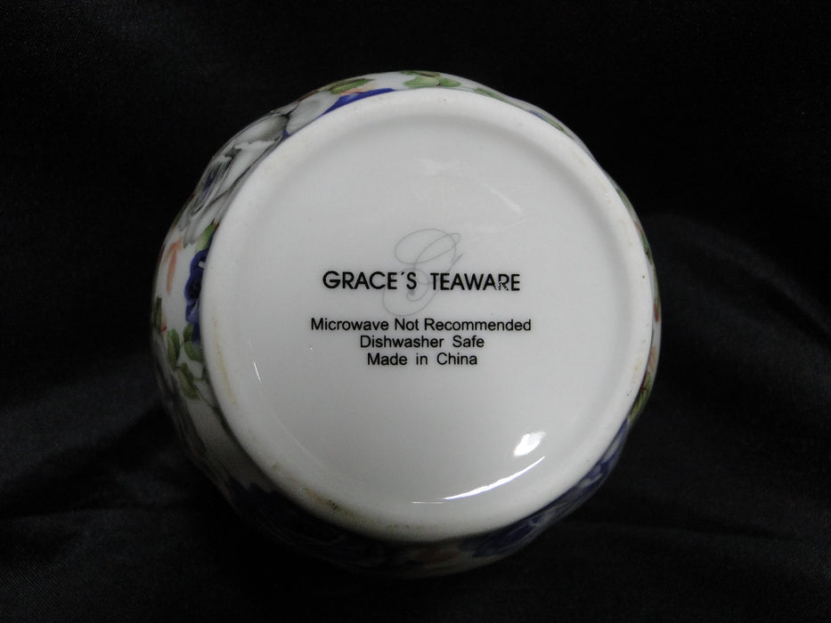 Grace's Teaware Purple & Gray Roses on White: Sugar Bowl & Lid, 4" Tall