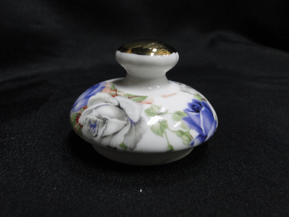 Grace's Teaware Purple & Gray Roses on White: Sugar Bowl & Lid, 4" Tall