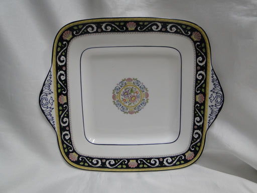 Wedgwood Runnymede Blue, Pink Shells: Square Handled Cake Plate, 10 7/8"