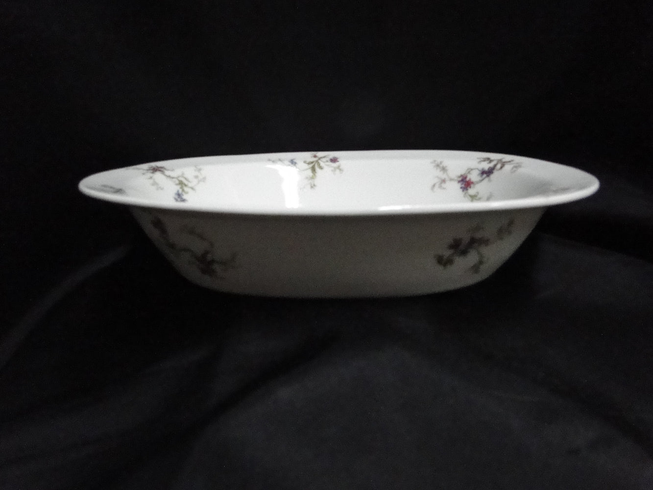 Haviland (Limoges) Fuchsia Pink & Blue Floral: Oval Serving Bowl, 10"