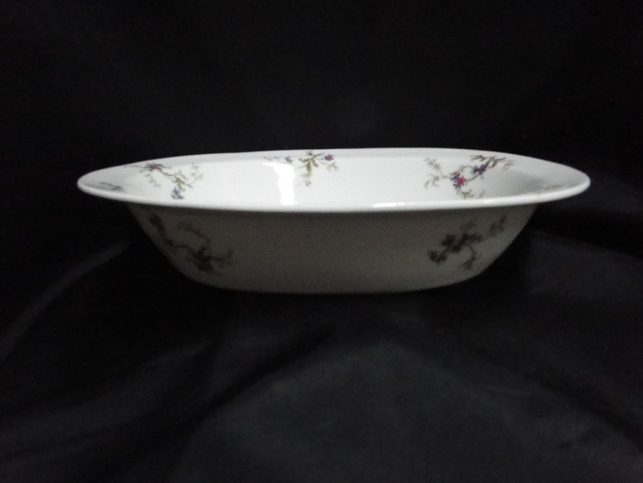 Haviland (Limoges) Fuchsia Pink & Blue Floral: Oval Serving Bowl, 10"