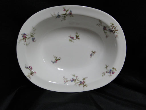 Haviland (Limoges) Fuchsia Pink & Blue Floral: Oval Serving Bowl, 10"