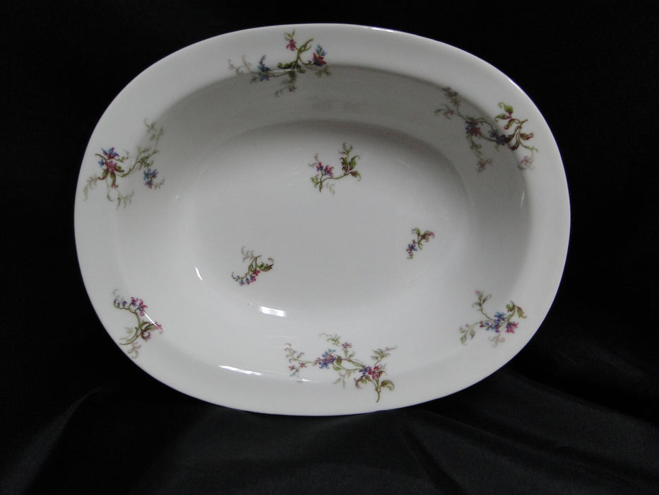 Haviland (Limoges) Fuchsia Pink & Blue Floral: Oval Serving Bowl, 10"