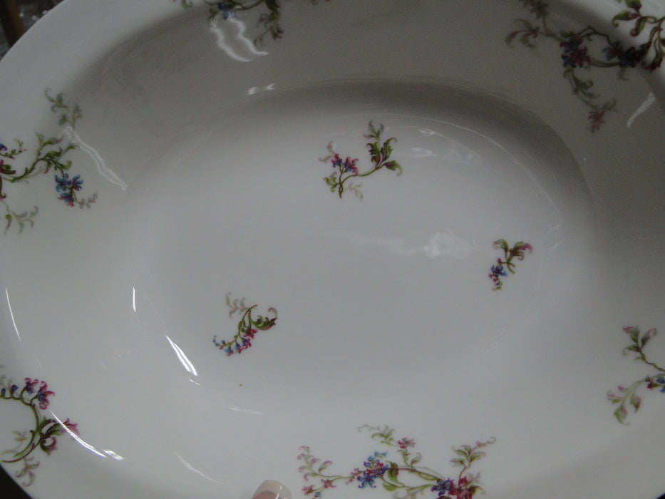 Haviland (Limoges) Fuchsia Pink & Blue Floral: Oval Serving Bowl, 10"