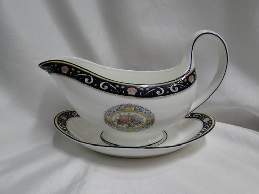 Wedgwood Runnymede Blue, Pink Shells: Gravy Boat & Separate Underplate