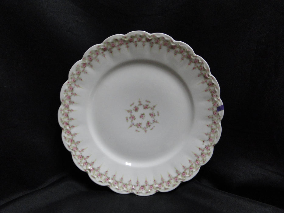 Haviland (Limoges) Schleiger 349, Pink Roses: Luncheon Plate, 8 5/8", As Is