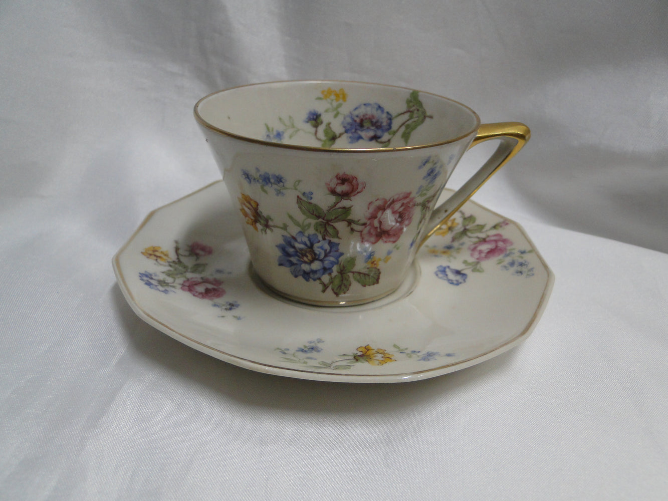 Haviland, Chas Field Rosario, Multicolored: Cup & Saucer Set, 2 1/4" Tall