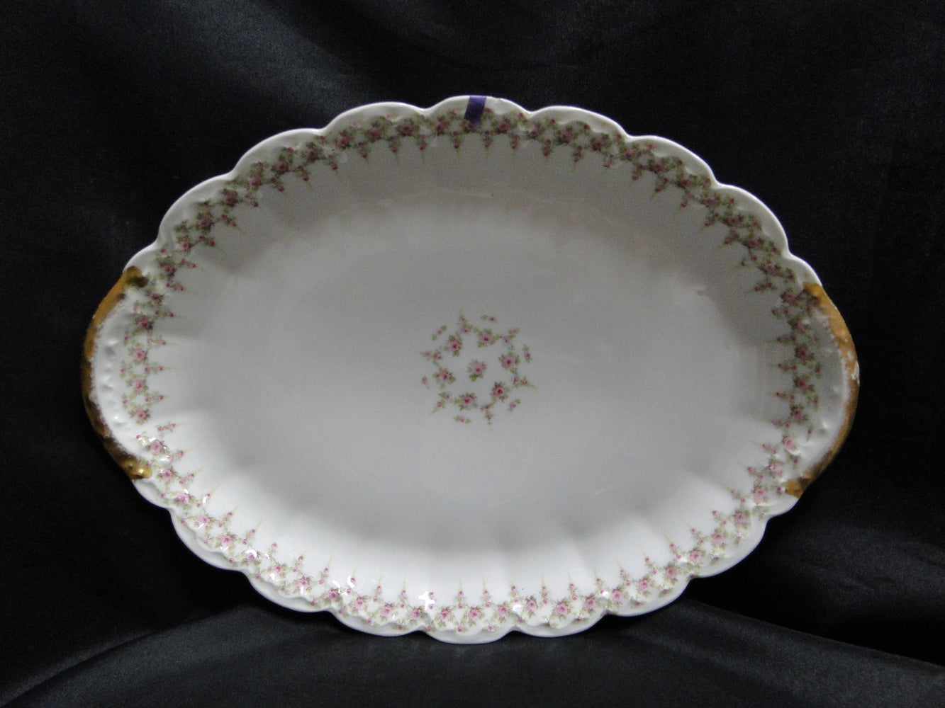 Haviland (Limoges) Schleiger 349, Pink Roses: Oval Platter, 11 3/4", As Is