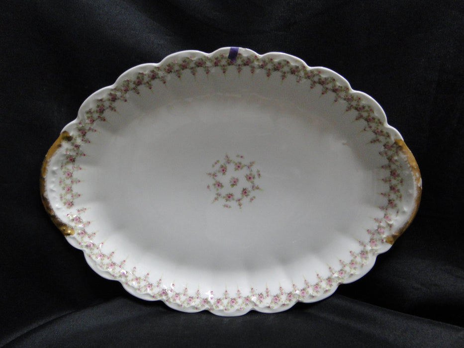 Haviland (Limoges) Schleiger 349, Pink Roses: Oval Platter, 11 3/4", As Is