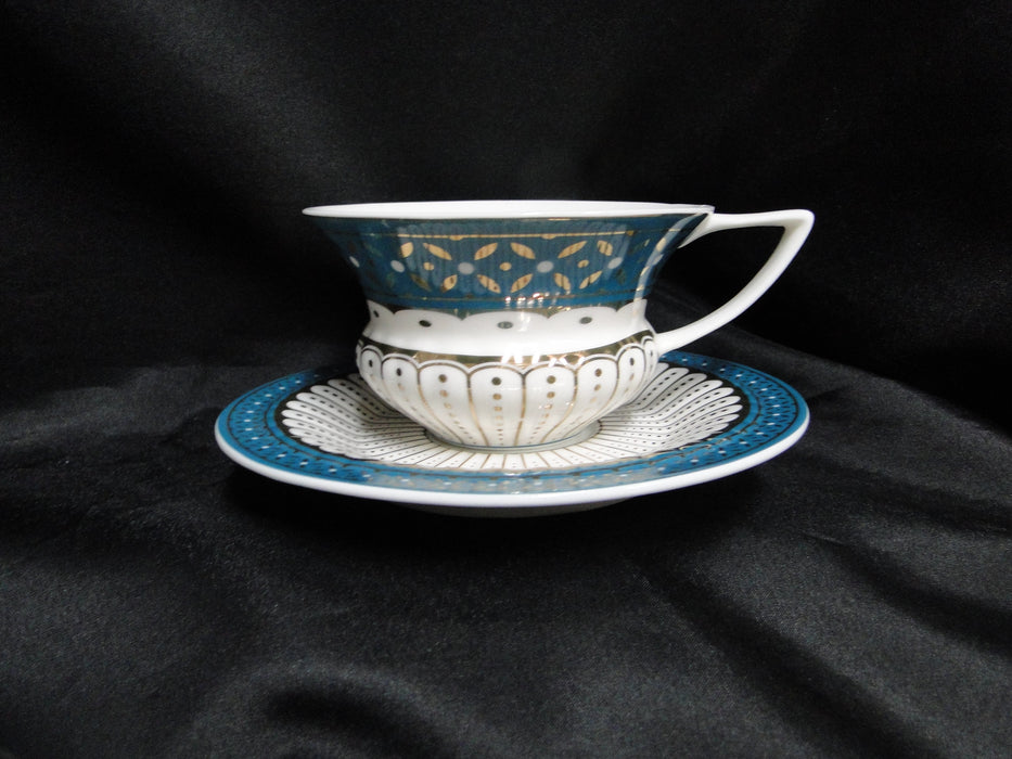 Grace's Teaware Colored Band: Teal Cup & Saucer Set (s), 2 1/4" Tall