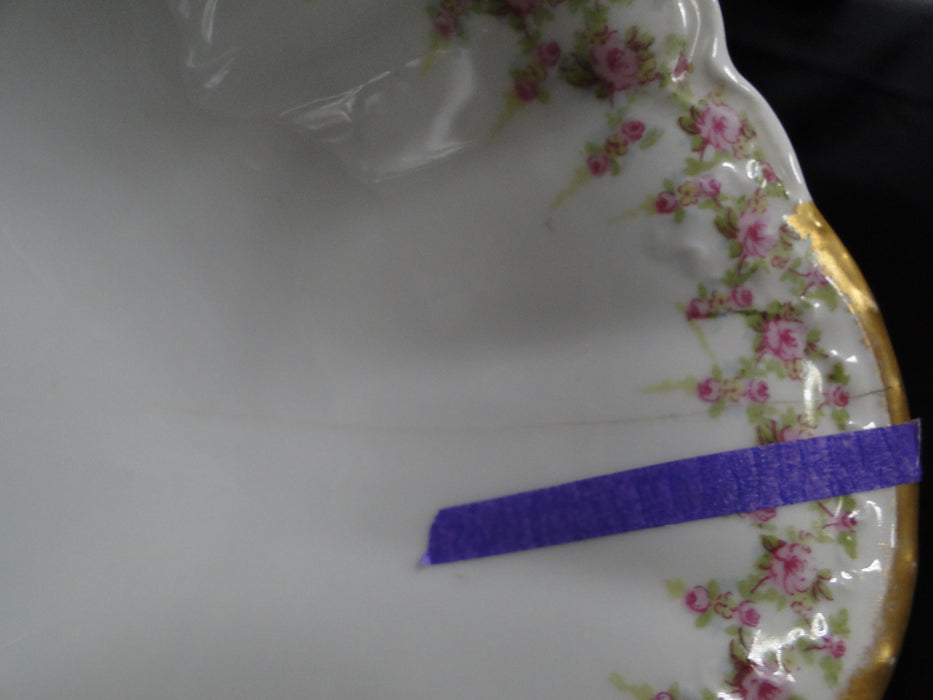 Haviland (Limoges) Schleiger 349, Pink Roses: Serving Bowl, 10 3/8", As Is