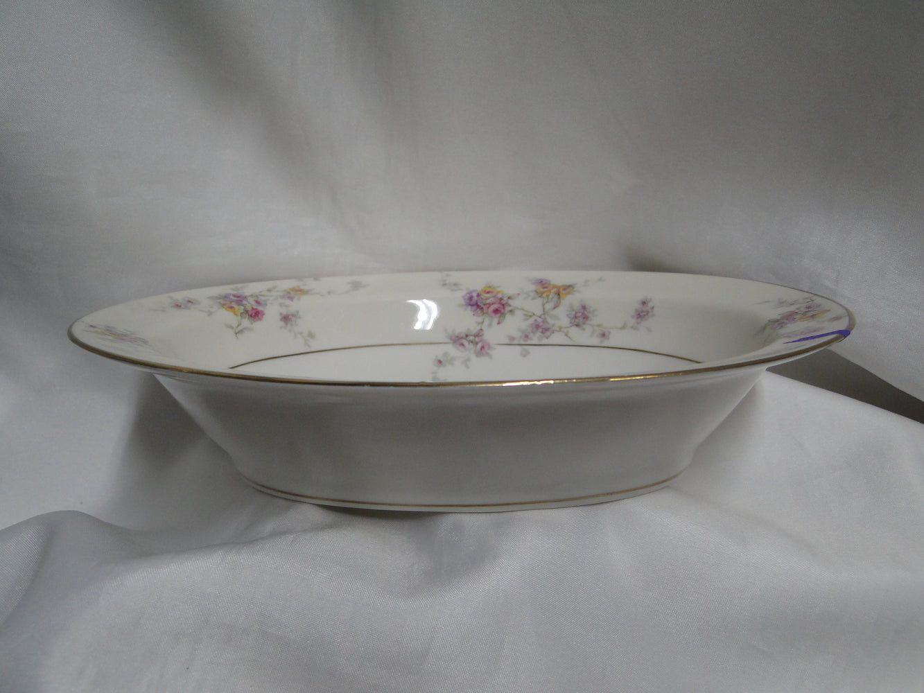Haviland (New York) Gloria, Cream Rim, Floral: Oval Serving Bowl, As Is