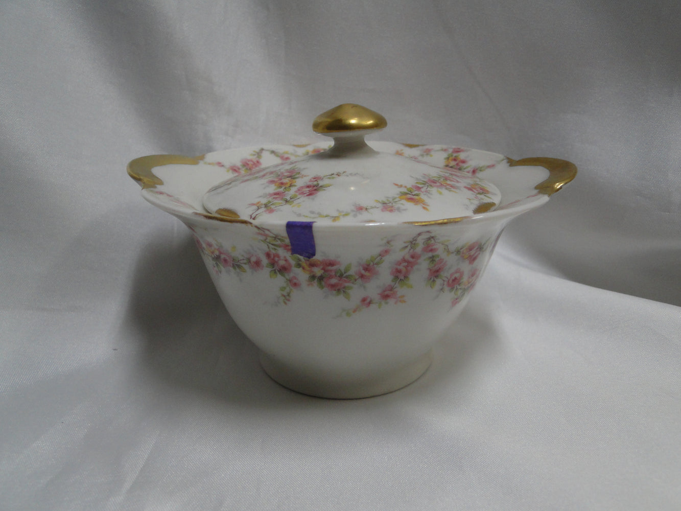 Haviland (New York) Varenne, Pink Flower Swags:  Sugar Bowl & Lid, 3 5/8", As Is