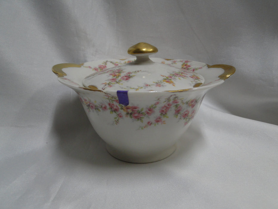 Haviland (New York) Varenne, Pink Flower Swags:  Sugar Bowl & Lid, 3 5/8", As Is
