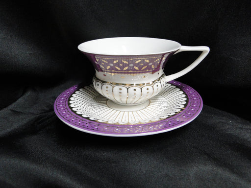 Grace's Teaware Colored Band: Purple Cup & Saucer Set (s), 2 1/4" Tall