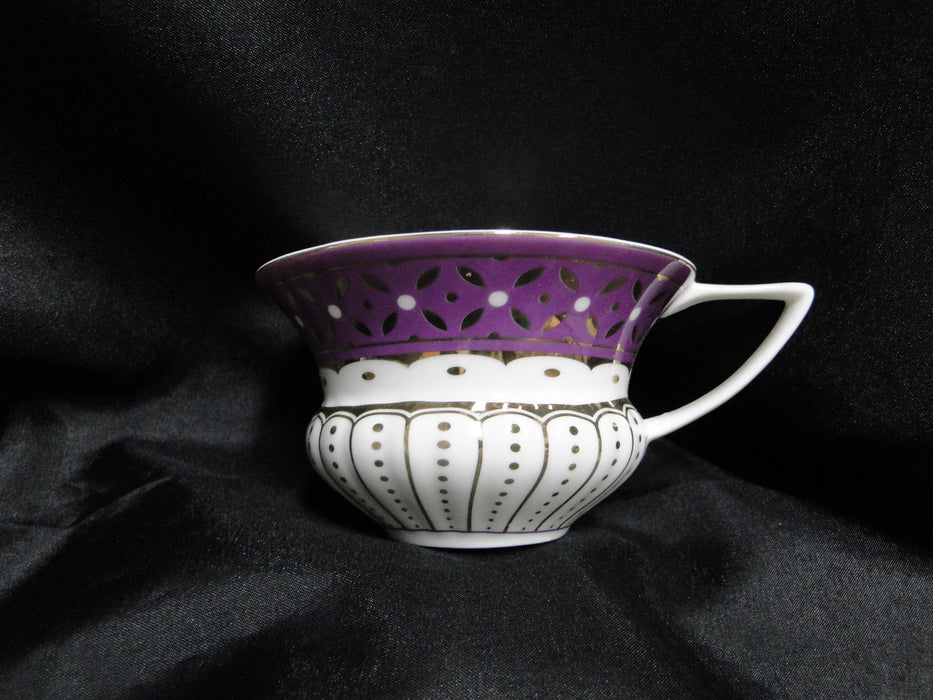 Grace's Teaware Colored Band: Purple Cup & Saucer Set (s), 2 1/4" Tall