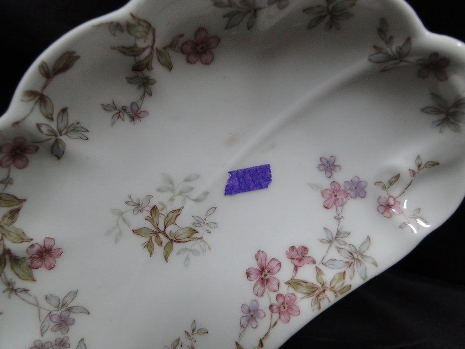 Haviland (Limoges) Schleiger 81A, Pink, Blue: Crescent Bone Plate (s), 6 1/8"