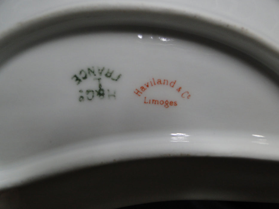 Haviland (Limoges) Schleiger 81A, Pink, Blue: Crescent Bone Plate (s), 6 1/8"