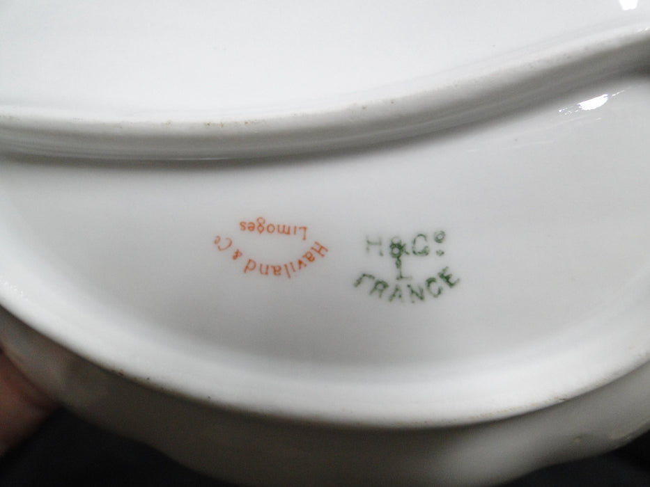 Haviland (Limoges) Schleiger 81A, Pink, Blue: Crescent Bone Plate (s), 6 1/8"