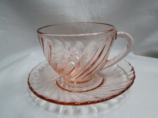 Cristal d'Arques Rosaline Pink, Swirled: Cup & Saucer Set (s), 2 5/8" Tall