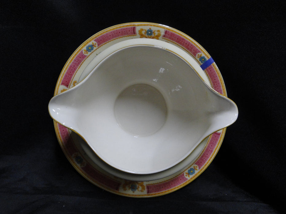 Myott Staffordshire Melrose, Pink Border, Florals: Gravy Boat, As Is