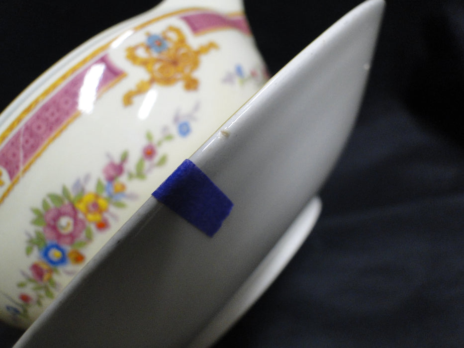 Myott Staffordshire Melrose, Pink Border, Florals: Gravy Boat, As Is