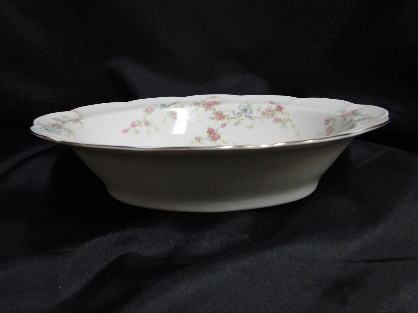 Haviland (New York) Rosanne, Blue Ribbon: Oval Serving Bowl, 9 3/4", As Is