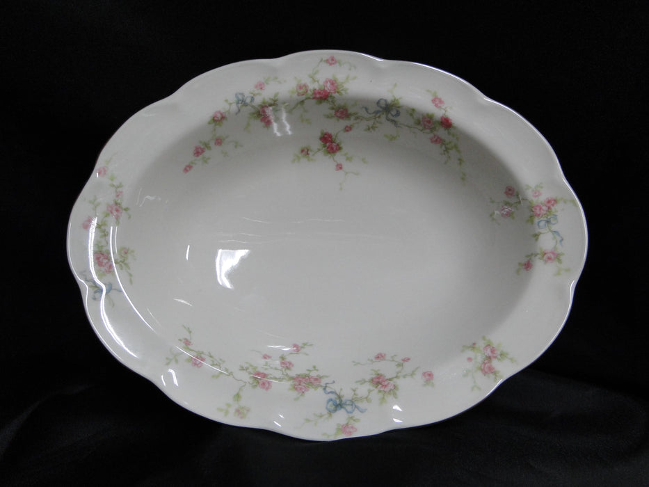 Haviland (New York) Rosanne, Blue Ribbon: Oval Serving Bowl, 9 3/4", As Is