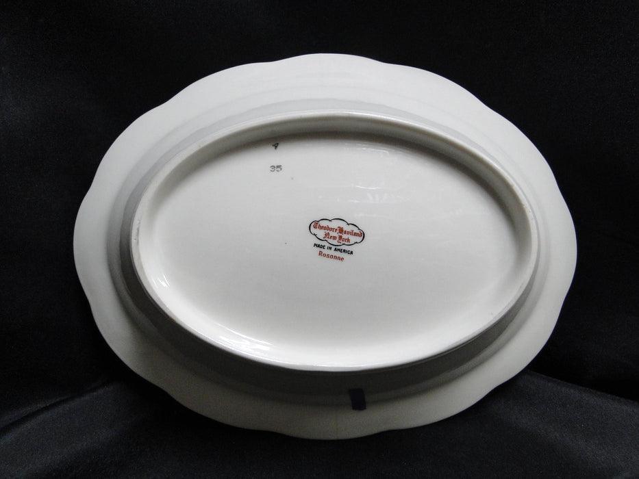 Haviland (New York) Rosanne, Blue Ribbon: Oval Serving Bowl, 9 3/4", As Is