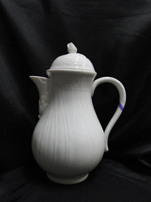 Hutschenreuther Dresden, White, Embossed: Coffee Pot & Lid, 10", As Is