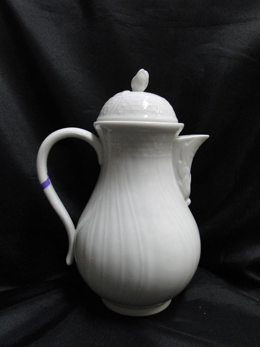 Hutschenreuther Dresden, White, Embossed: Coffee Pot & Lid, 10", As Is