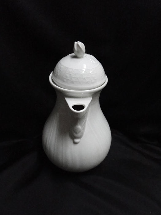 Hutschenreuther Dresden, White, Embossed: Coffee Pot & Lid, 10", As Is