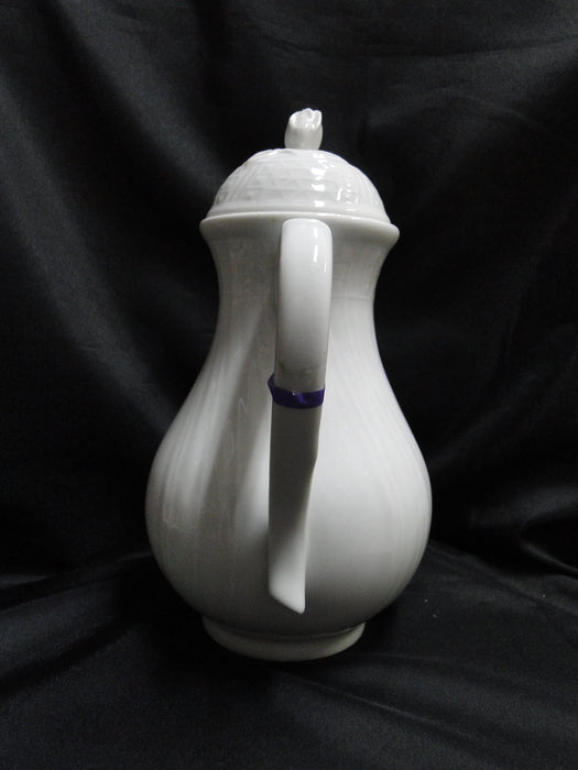 Hutschenreuther Dresden, White, Embossed: Coffee Pot & Lid, 10", As Is