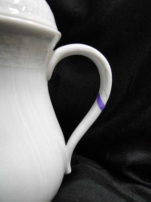 Hutschenreuther Dresden, White, Embossed: Coffee Pot & Lid, 10", As Is