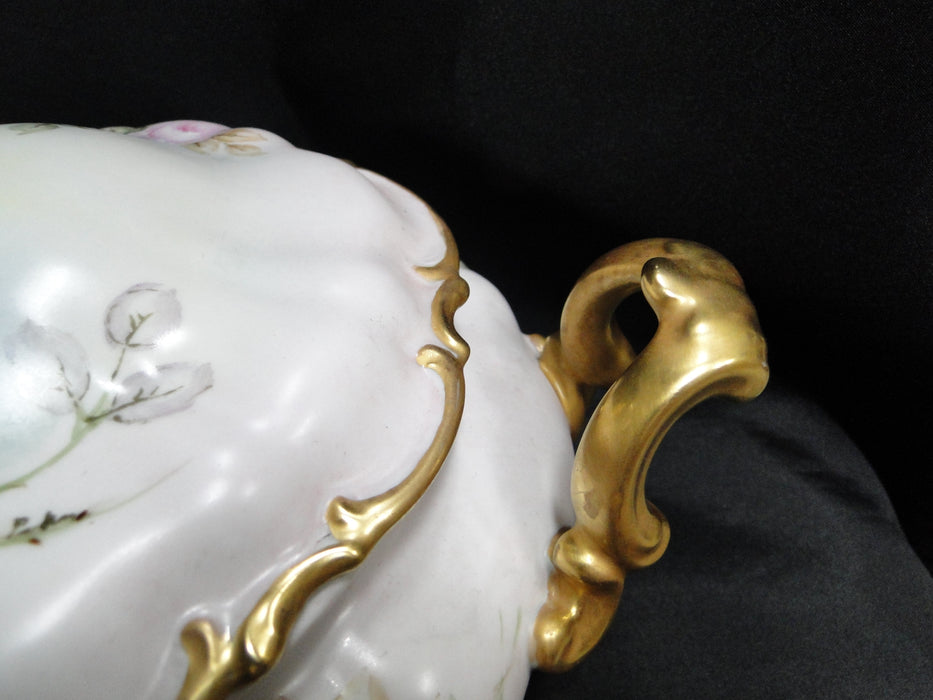 Hutschenreuther Sylvia Handpainted Roses: Serving Bowl w/ Lid & Handles
