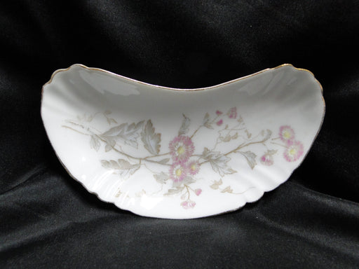 Carlsbad Austria, Pink Florals, Gold Trim: Crescent Bone Plate (s), 6 5/8"