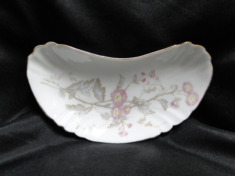Carlsbad Austria, Pink Florals, Gold Trim: Crescent Bone Plate (s), 6 5/8"