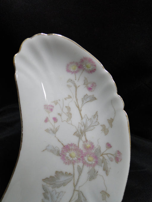 Carlsbad Austria, Pink Florals, Gold Trim: Crescent Bone Plate (s), 6 5/8"