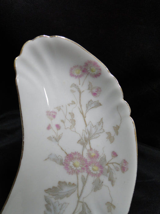 Carlsbad Austria, Pink Florals, Gold Trim: Crescent Bone Plate (s), 6 5/8"