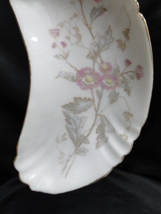 Carlsbad Austria, Pink Florals, Gold Trim: Crescent Bone Plate (s), 6 5/8"