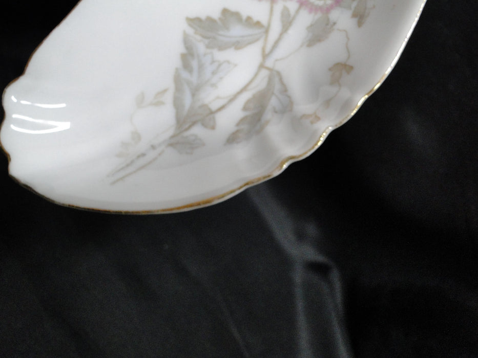 Carlsbad Austria, Pink Florals, Gold Trim: Crescent Bone Plate (s), 6 5/8"