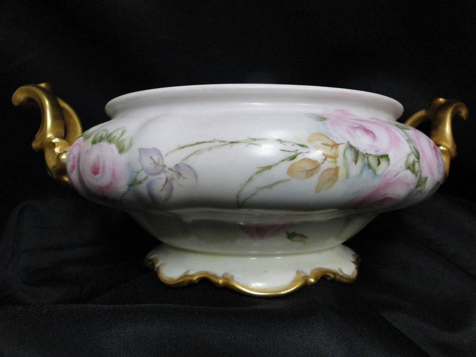 Hutschenreuther Sylvia Handpainted Roses: Serving Bowl w/ Lid & Handles