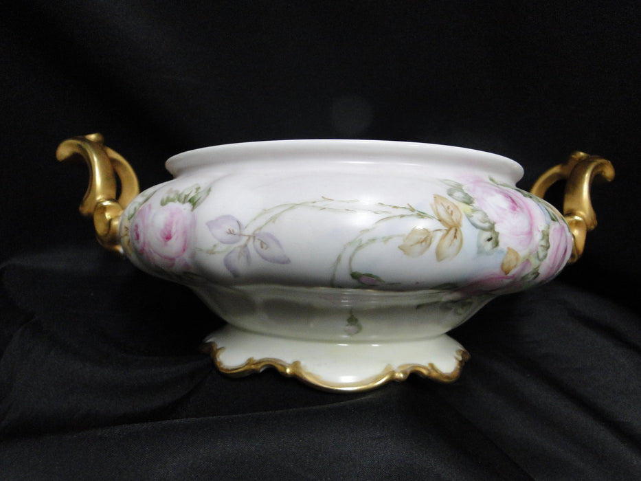 Hutschenreuther Sylvia Handpainted Roses: Serving Bowl w/ Lid & Handles