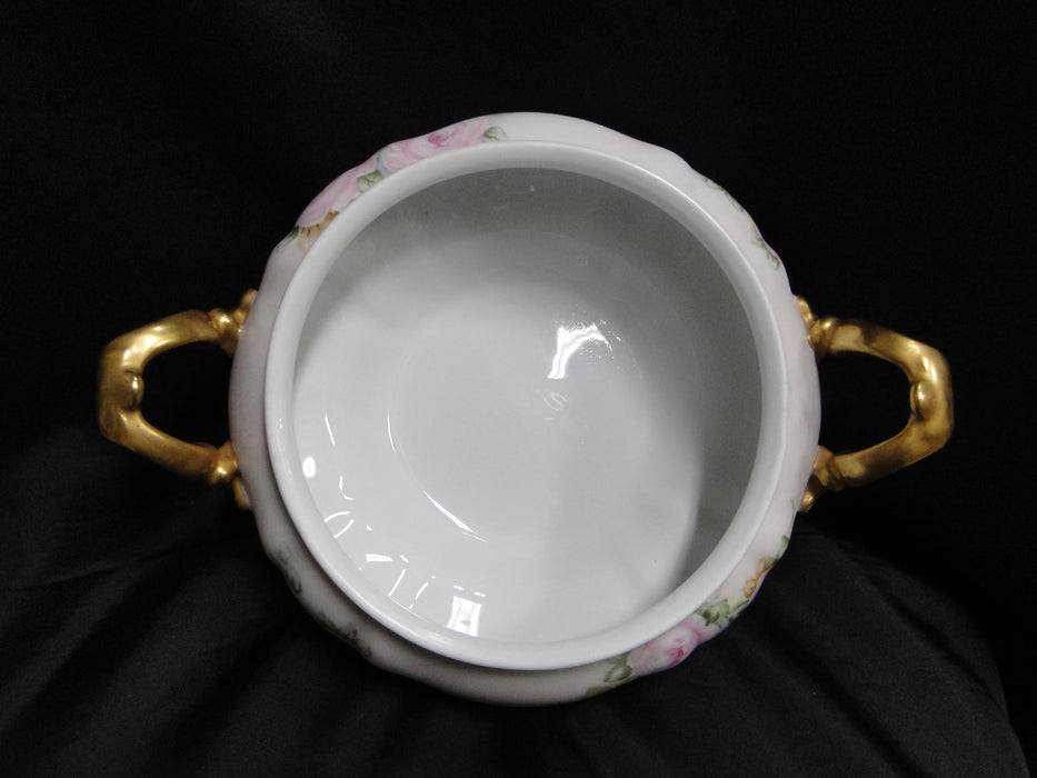 Hutschenreuther Sylvia Handpainted Roses: Serving Bowl w/ Lid & Handles