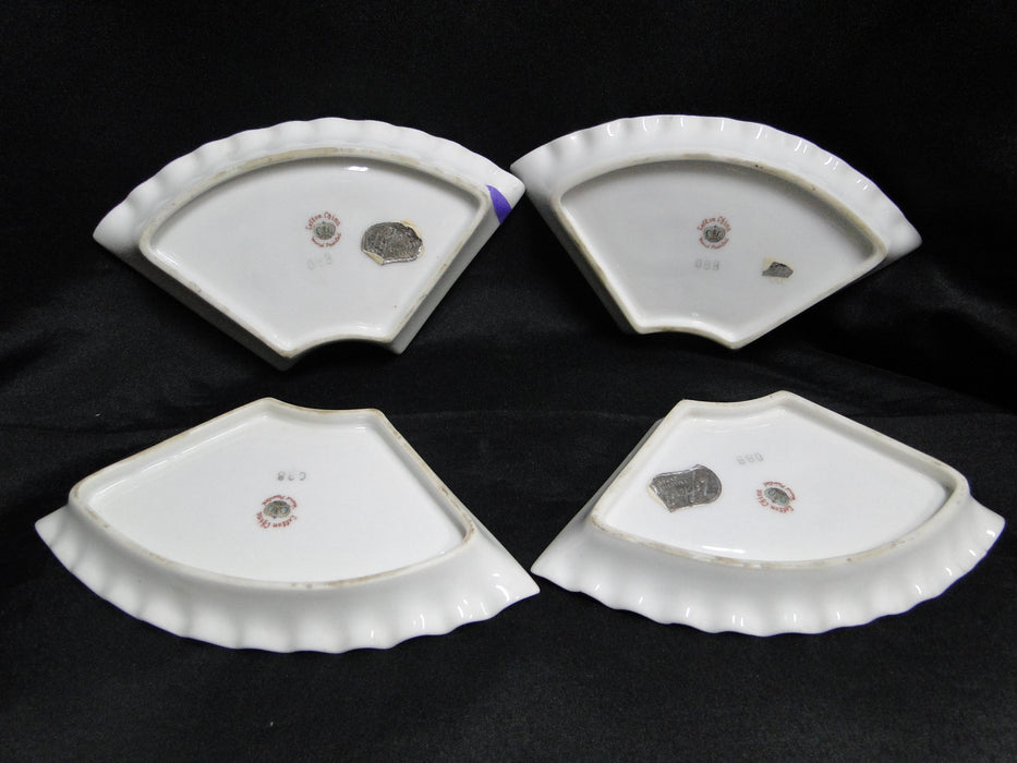 Lefton Antique Handpainted Pink Roses: Cigarette Holder & 4 Ashtrays Set, As Is